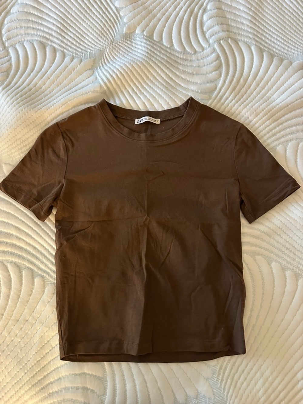 Zara is Chocolate Brown Crewneck Short Sleeve Tee